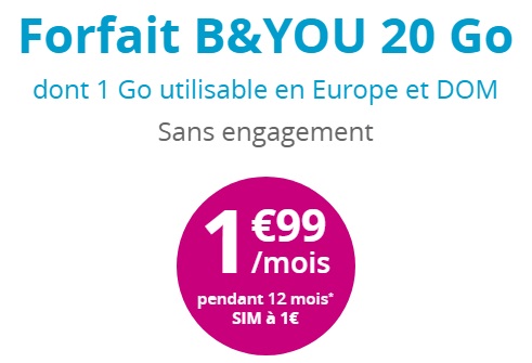 La série spéciale B&You 20Go à 1.99 euros est toujours disponible chez Bouygues Telecom