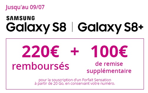Samsung Galaxy S8 :  jusqu'à 320 euros de remise avec un forfait Bouygues Telecom