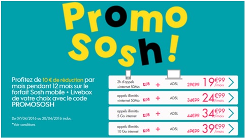 Sosh : Votre pack Box et mobile à moins de 20€ grâce au code PROMOSOSH