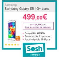 Le Samsung Galaxy S5 4G+ au catalogue de B&You et SOSH