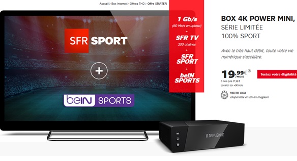 Bon plan SFR : Une série limitée Box Power HD ou THD 100% Sport à 19.99 euros 