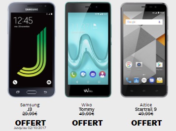 Bon plan SFR : Un Smartphone offert avec un forfait Starter (Galaxy J3, Wiko Tommy ou Startrail 9)