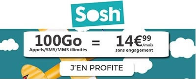Forfait SOSH 100 Go à moins de 15 euros