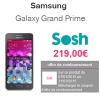 Le Samsung Galaxy Grand Prime est disponible avec un forfait sans engagement chez SOSH !