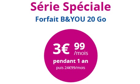 Bouygues Telecom contre-attaque Free avec une Série Spéciale B&YOU 20Go à 3,99 euros