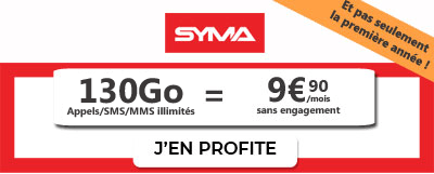 Forfait Syma 130 Go à 9,90 euros