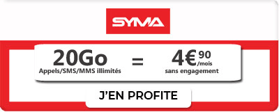 Forfait Syma 20 Go à 4,90 euros