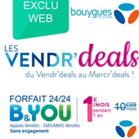 Nouvelle promotion Bouygues Telecom « Les Vendr’deals » : Le forfait illimité B and You à 1euro !