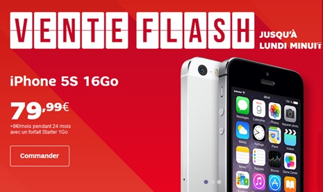 Vente flash : l'iPhone 5S à 79€ chez SFR pendant le week-end !
