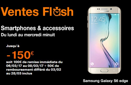 Vente flash Orange : 150 euros de remise sur le Samsung Galaxy S6 Edge