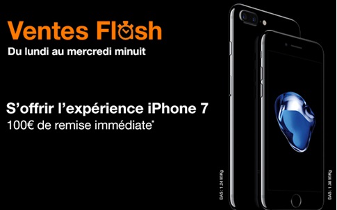 Vente flash : Orange vous offre 100 euros sur l'iPhone 7 ou 7 Plus