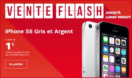 Vente flash sur l'iPhone 5s de retour chez SFR ce Week-end !