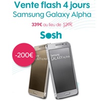  Vente flash Sosh : Plus que quelques heures pour profiter de la remise immédiate de 200€ sur le Galaxy Alpha !