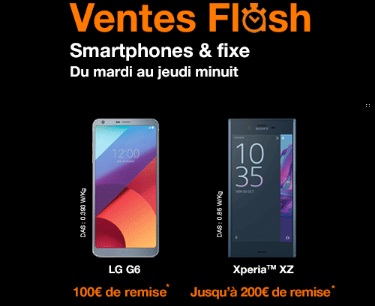 Xperia XZ , LG G6 et HTC U Play en vente flash avec un forfait Orange (jusqu'à 200 euros de remise)