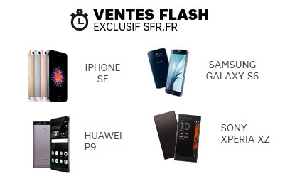iPhone SE, Galaxy S6, Huawei P9 et Xperia XZ en vente flash chez SFR