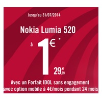 Promo Virgin : Le Nokia Lumia 520 à 1€