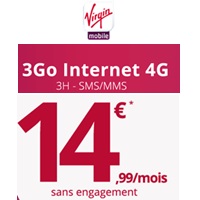 Nouveau chez Virgin Mobile : Un forfait 3H + 3Go en 4G à 14.99€ sans engagement !