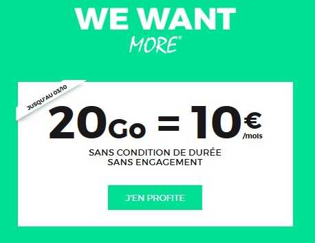 La Série Limitée RED 20Go à 10 euros par mois s'arrête demain à 9H