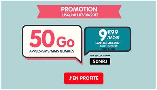Le forfait Woot 50 Go à 9.99 euros à saisir rapidement chez NRJ Mobile