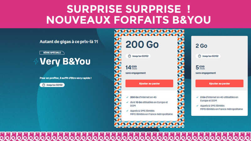 Deux forfaits illimités B&You 2Go ou 200Go à prix hallucinants débarquent !
