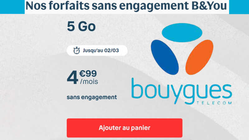 ALERTE PROMO ! Retour de la série B&You 5Go à 4,99€ de Bouygues Telecom