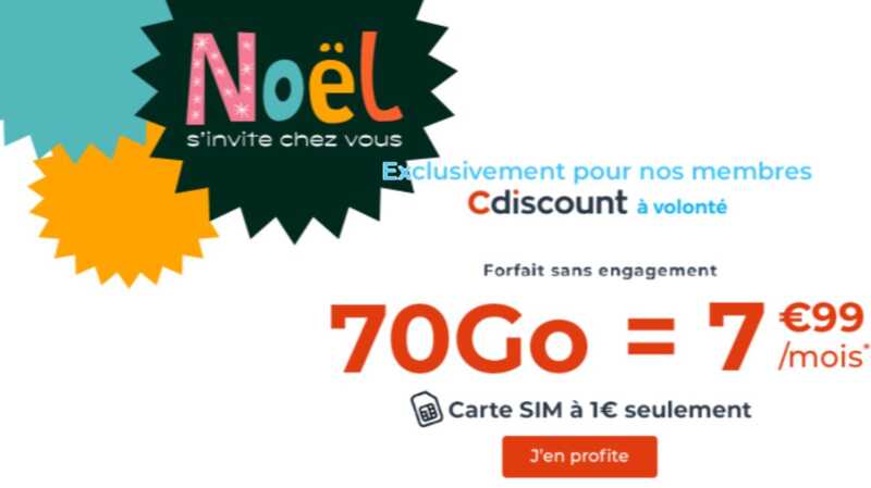Cdiscount Mobile dévoile un nouveau forfait mobile avec 70Go à seulement 7.99€ pour les membres CDAV