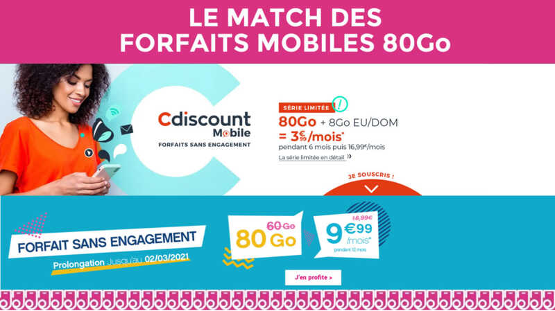 Cdiscount et Coriolis font la promo des forfaits mobiles 80Go, lequel choisir ?