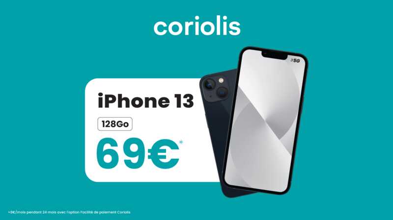 Promo iPhone 13 + forfait 300 Go 5G Coriolis Telecom