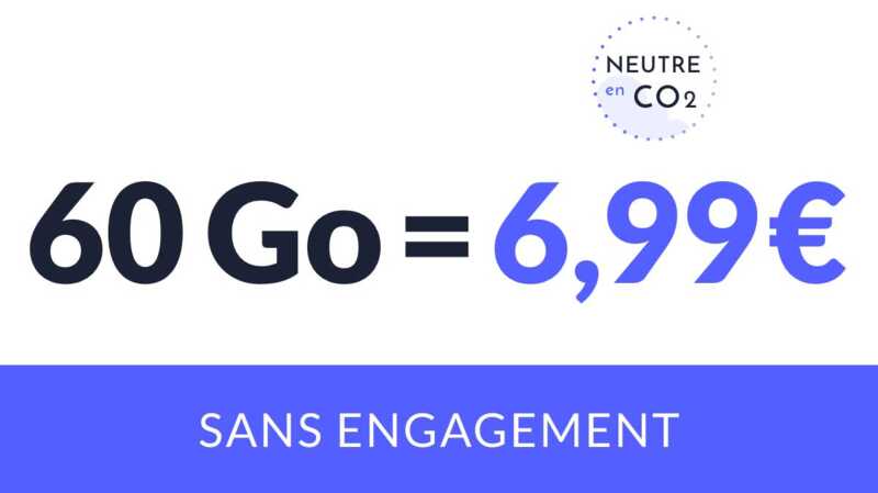 Craquez pour ce forfait illimité 60 Go à seulement 6,99 € par mois !