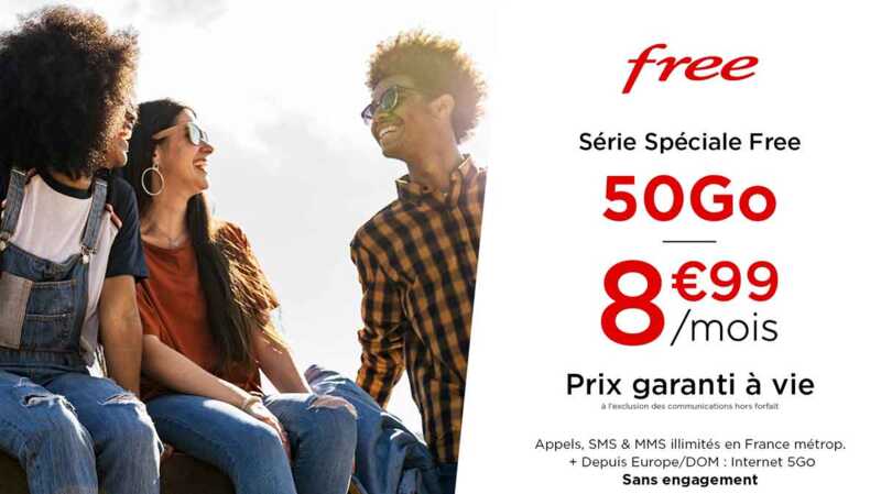 Dernière chance pour saisir la vente privée Free Mobile 50Go à 8.99 euros par mois à VIE