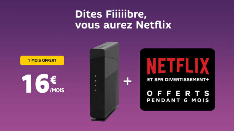 Dernier jour pour la BOX SFR FIBRE à 16€ + 1 MOIS OFFERT + NETFLIX OFFERT !