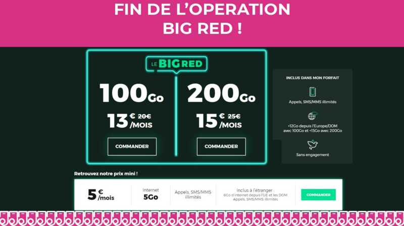 Fin de l'opération BIG RED avec trois forfaits mobiles à prix cassés !