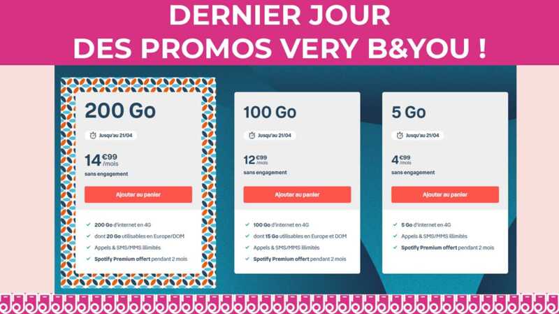 Forfait mobile : Dernier jour pour les promos VERY B&You de Bouygues Telecom