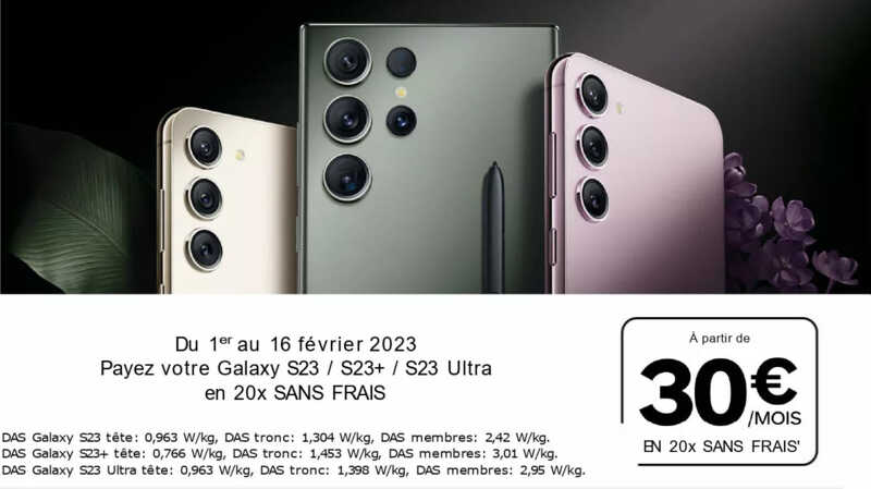 Le Samsung Galaxy S23 dès 30€/mois en 20 fois sans frais chez Boulanger