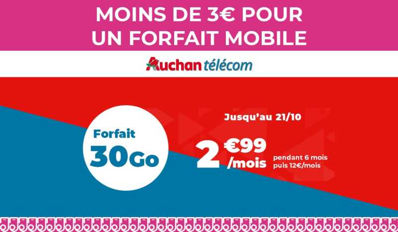 Moins de 3€ pour un forfait mobile grâce à Auchan Télécom !