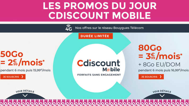 PRIX MONSTRES ! Nouveaux forfaits Cdiscount Mobile 50 et 80Go dès 2,99€