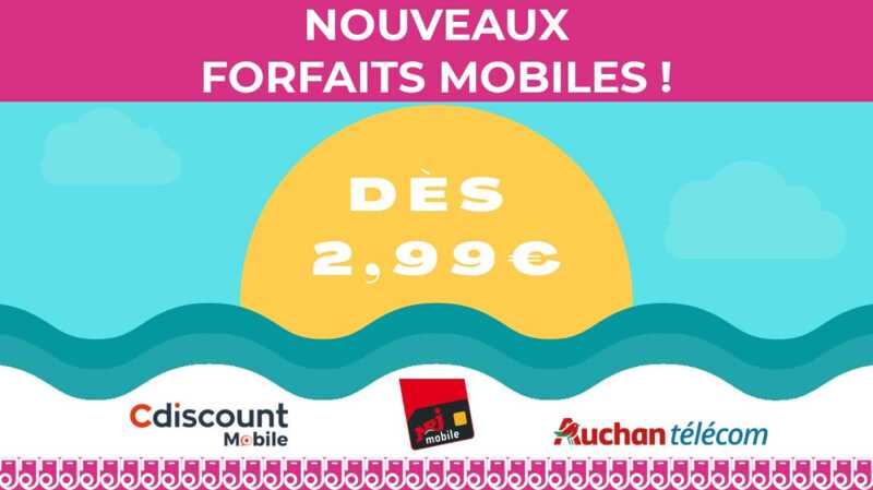 Palette de nouveaux forfaits mobiles en promotion chez Auchan Télécom, Cdiscount Mobile, NRJ Mobile