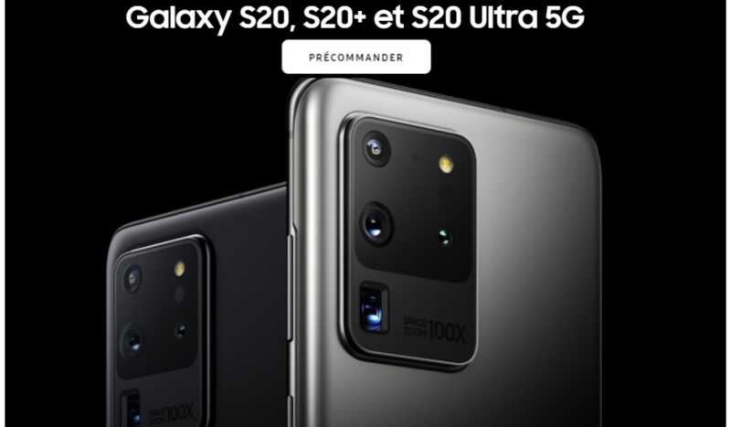 visuel des capteurs galaxy s20 ultra
