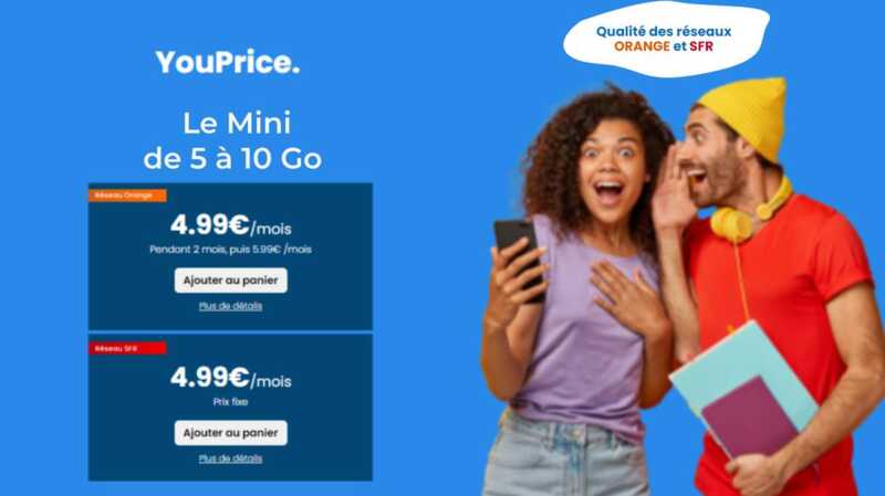Un forfait illimité à seulement 4.99€ par mois sur le réseau Orange ou SFR, ça vous tente ?