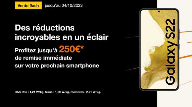 VENTE FLASH : jusqu'à 250€ de remise sur le Samsung Galaxy S22 qui passe sous la barre des 500€