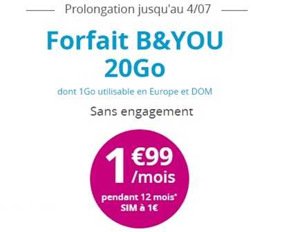 Bouygues Telecom : La série spéciale B&You 20Go à 1.99 euros est à nouveau prolongée