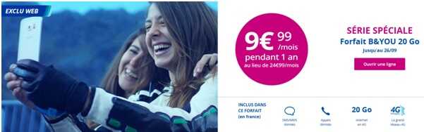 La série limitée BYou 20Go à 9.99 euros par mois est de retour chez Bouygues Telecom