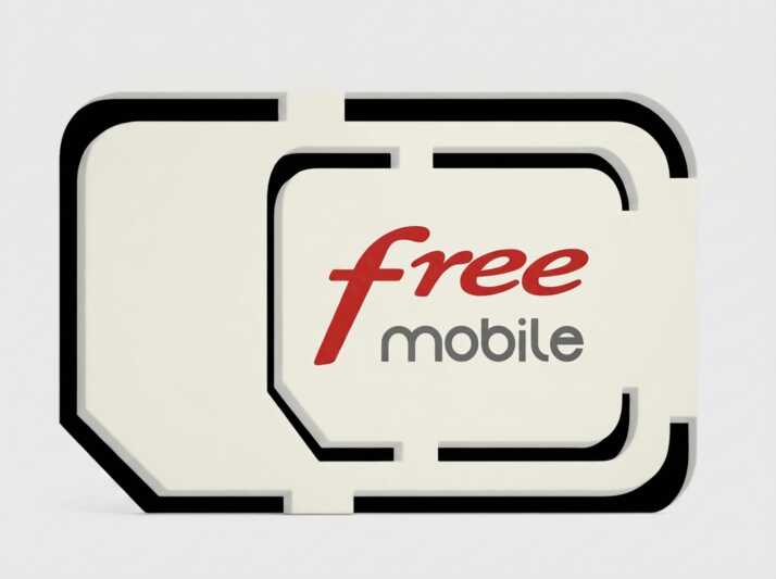 Carte SIM Free Mobile de couleur gris clair avec le logo rouge et gris au centre.