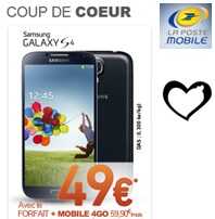 Coup de coeur La Poste Mobile : Le Samsung Galaxy S4 à 49€ !