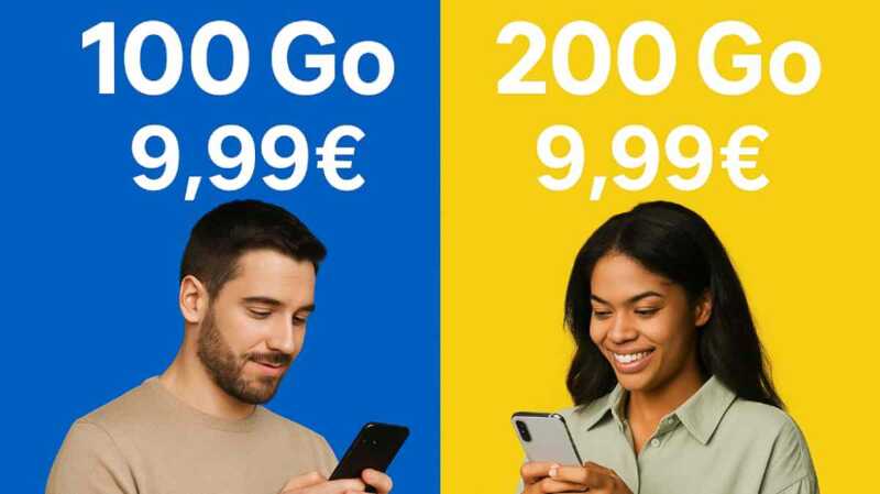 Duel de forfaits mobile 100 Go et 200 Go