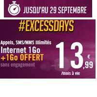 Virgin Mobile relance 2 formules #Excessdays à partir de 3.99€