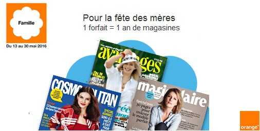 Cadeau fête des mères : un an d'abonnement à un magazine offert avec un forfait Orange 