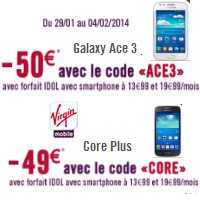 Bon plan Virgin Mobile : Samsung Galaxy Ace 3 et Core Plus en promotion !