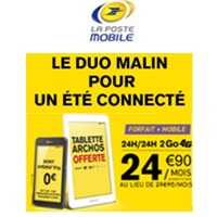 La Poste Mobile : Une tablette Archos de 7’’ offerte pour l’achat d’un Xperia  E4G avec le forfait illimité 2Go !