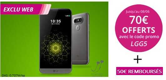 LG G5 : 120 euros de réduction avec un forfait B&You de Bouygues Telecom 